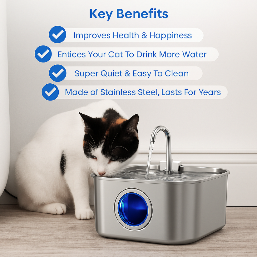 FurBuddies™ Cat Water Fountain Stainless Steel