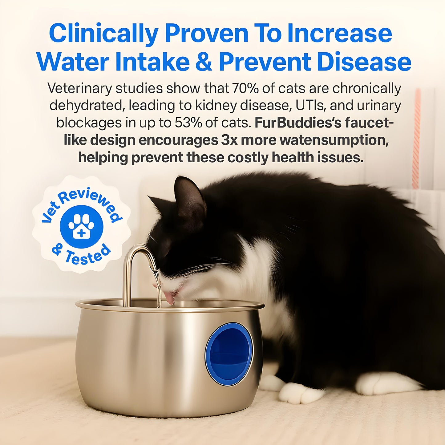 FurBuddies™ Cat Water Fountain Stainless Steel